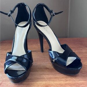 Black Patent Leather Strappy Heels